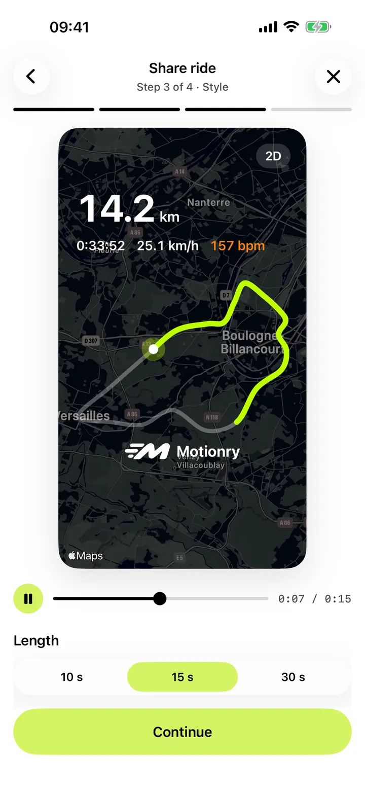 The share video preview drawing a route